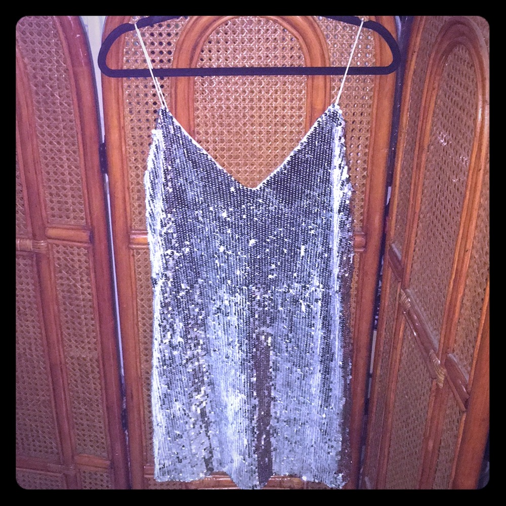 Sequence spaghetti strap mini Dress.